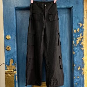 Nylon Hot & Delicious Black Wide-Leg Pants